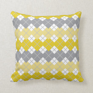 Coussin Motif de Jacquard jaune et gris