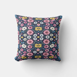 Coussin Motif de jardin fleuri de minuit profonde Sherpa B