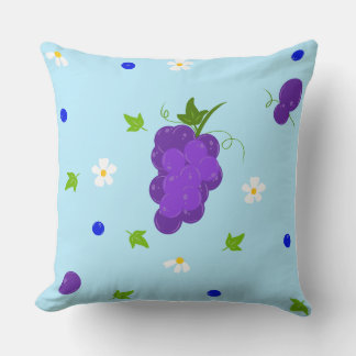 Coussin Motif de jardin floral myrtille et raisin