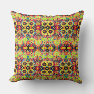 Coussin Motif de jardin tribal vibrant
