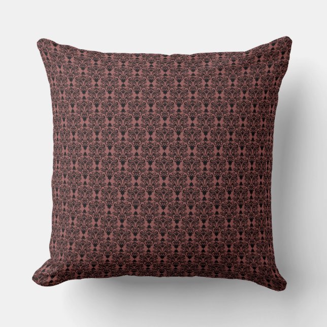Coussin Motif de jet d'oreiller noir et marsala Chat (Recto)