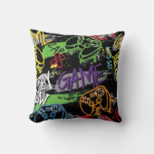 Coussin Motif de jeu graffiti néon (Recto)