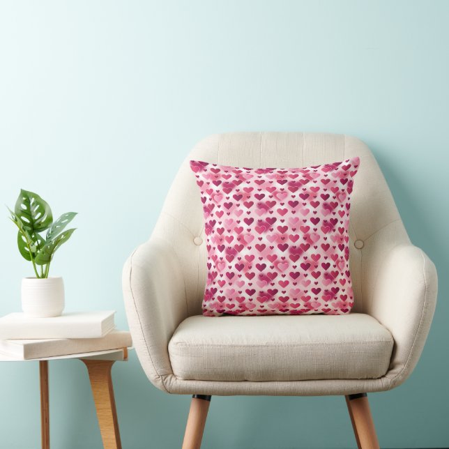 Coussin Motif De Jolies Cœurs Roses (Chaise)