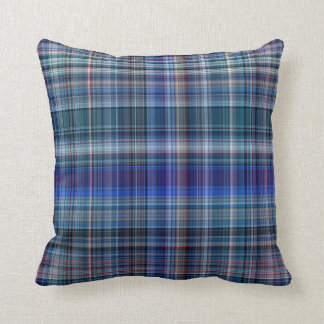 Coussin Motif de la bande de plaid Blue Madras