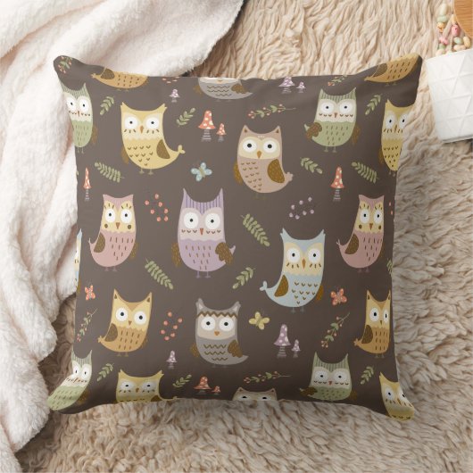 Coussin Motif de la Chouette des bois, Brown (Couverture)