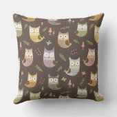 Coussin Motif de la Chouette des bois, Brown (Verso)