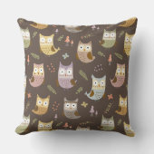 Coussin Motif de la Chouette des bois, Brown (Recto)