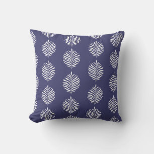 Coussin Motif de la feuille de palme côtière bleu marine
