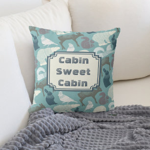 Coussin Motif de la forêt d'hiver cabine