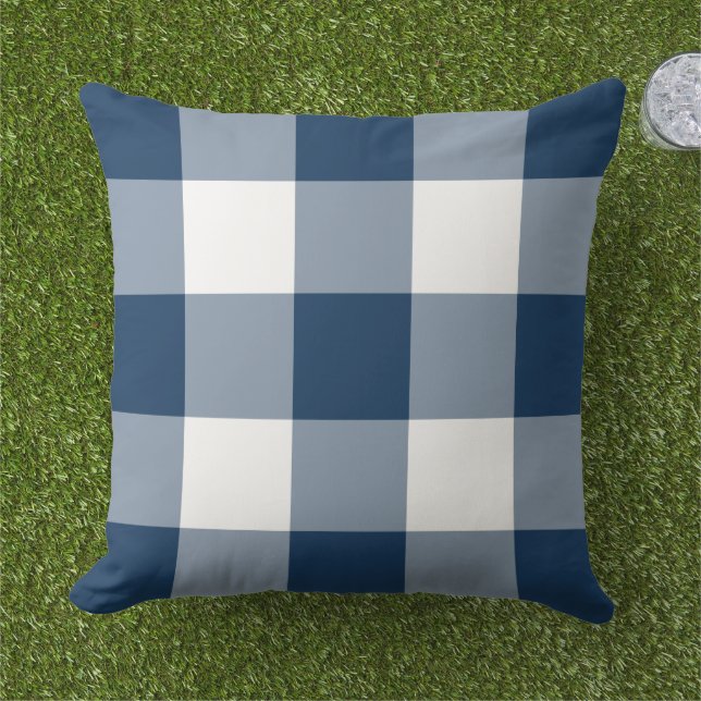 Coussin Motif de la marine bleu et blanc En vichy (Herbe)
