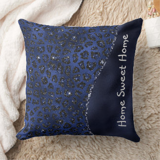 Coussin Motif de la peau d'animal bleu Parties scintillant