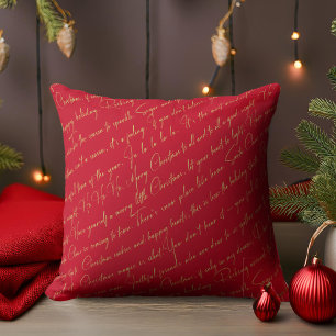 Coussin Motif de la typographie de Noël en or rouge #36 ID