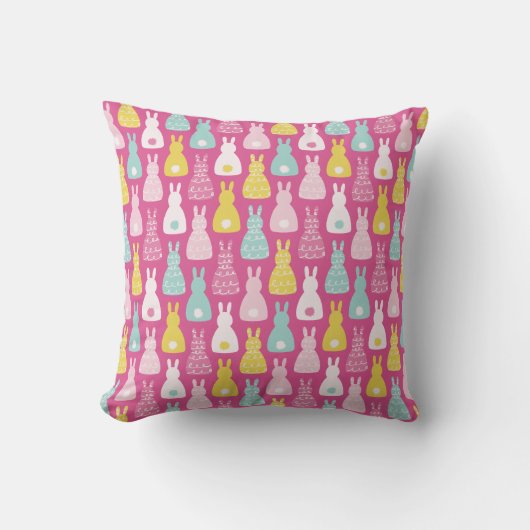 Coussin Motif de lapin bunny rose (Recto)