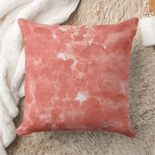 Coussin Motif de lavis à l'aquarelle rose corail chaud