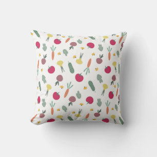 Coussin motif de légumes colorés