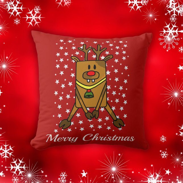Coussin Motif de l'étoile rouge du Cerf mignon Joyeux Noël (Créateur téléchargé)