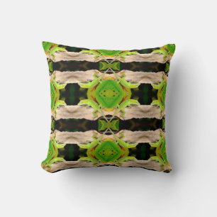 Coussin motif de lézard vert abstrait noir