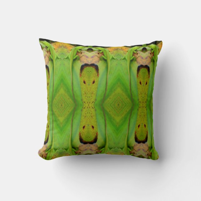 Coussin motif de lézard vert uni abstrait vert (Recto)