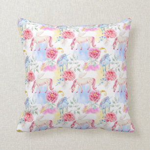 Coussin Motif de licorne et de Pegasus d'aquarelle