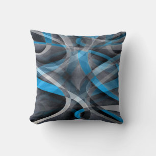 Coussin Motif de ligne arquée bleu pastel et gris des anné