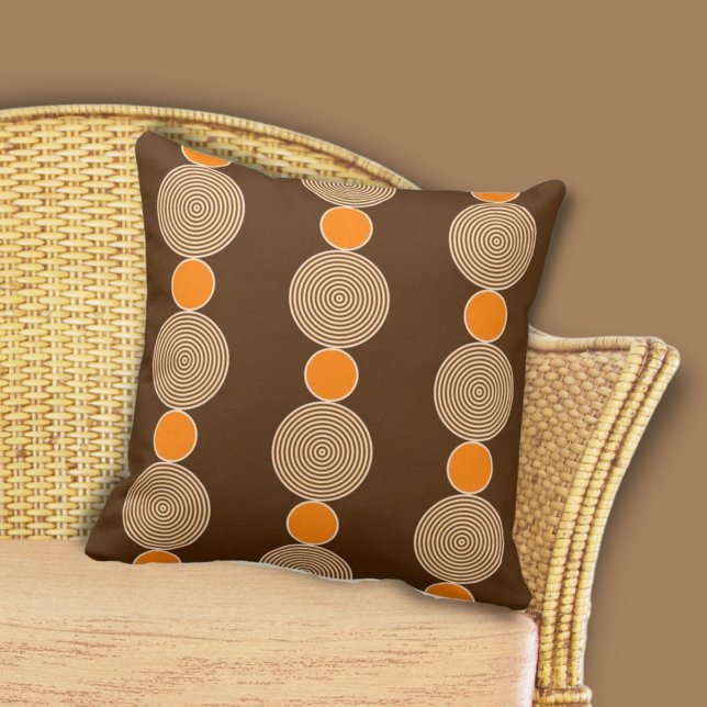 Coussin Motif de ligne circulaire géométrique orange (Créateur téléchargé)