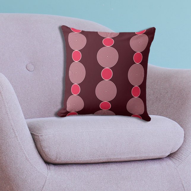 Coussin Motif de ligne circulaire rose classique moderne (Modern Regular Pink Circle Line Pattern Throw Pillow)