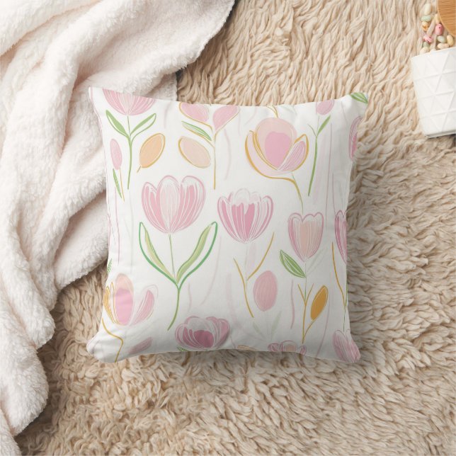 Coussin Motif de ligne florale abstrait moderne (5) (Couverture)
