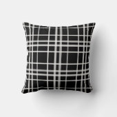 Coussin Motif de lignes À damiers en noir blanc (Verso)