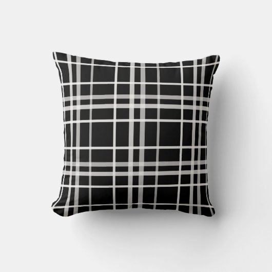 Coussin Motif de lignes À damiers en noir blanc (Recto)
