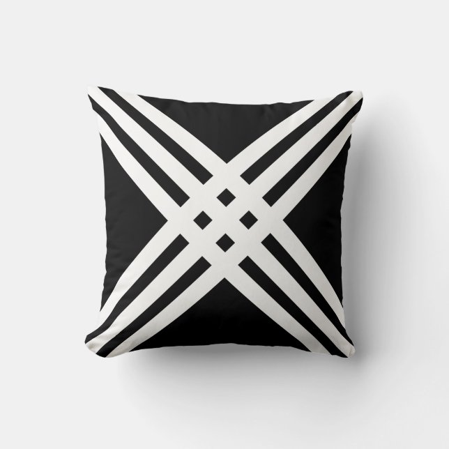 Coussin Motif de lignes croisées blanches modernes sur fon (Recto)