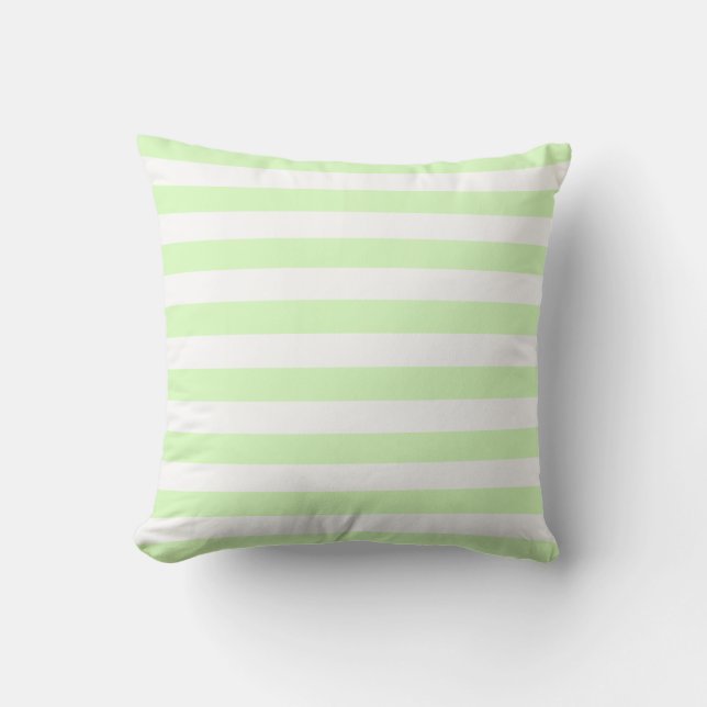 Coussin Motif de lignes pastel blanc et vert citron (Recto)
