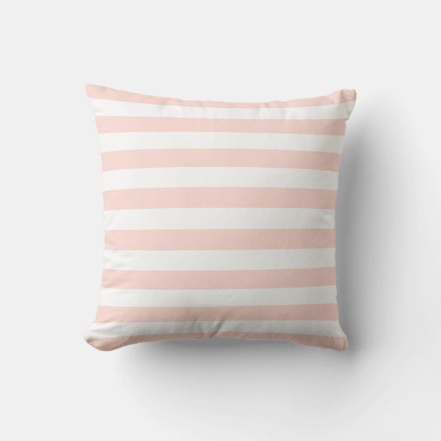 Coussin Motif de lignes rose pastel et blanc doux (Recto)