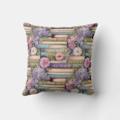 Coussin Motif de livres et de fleurs pastel de cottage cos (Verso)