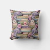 Coussin Motif de livres et de fleurs pastel de cottage cos (Recto)