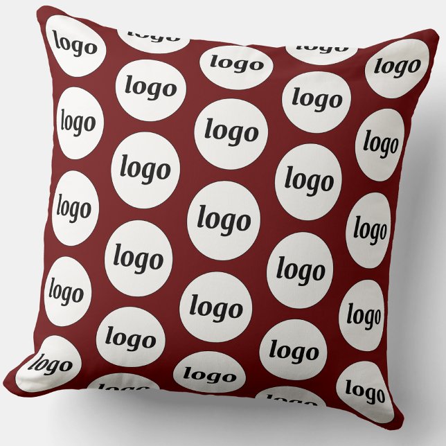 Coussin Motif de logo simple bordeaux (Simple logo pattern business branding throw pillow in dark red burgundy)