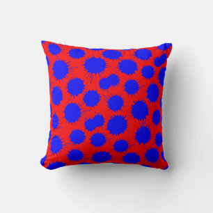 Coussin Motif de lot - Bleu sur rouge