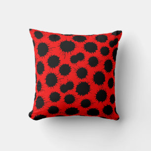 Coussin Motif de lot - Noir sur rouge