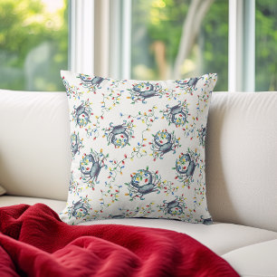 Coussin Motif de lumières de Noël de crabe côtier