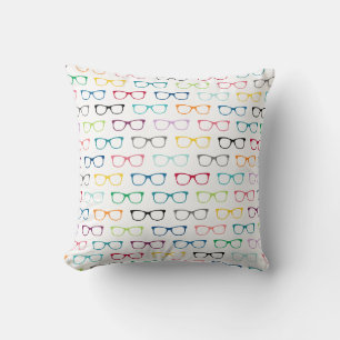Coussin Motif de lunettes de hipster multicolore ringard