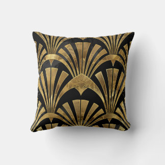 Coussin Motif de luxe Art déco noir et or