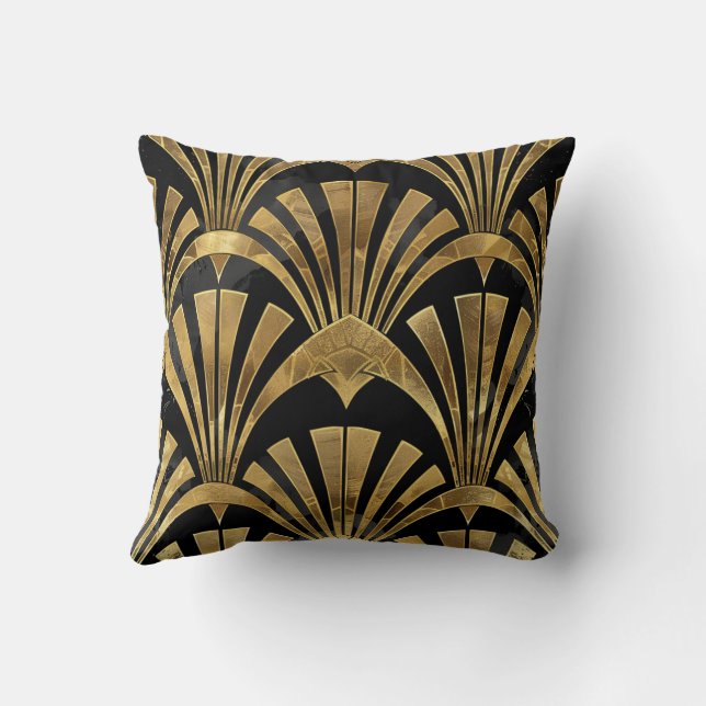 Coussin Motif de luxe Art déco noir et or (Verso)