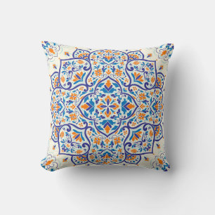 Coussin Motif de luxe Orange Blue Ornament