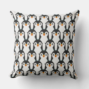 Coussin Motif de manchot moderne noir et blanc