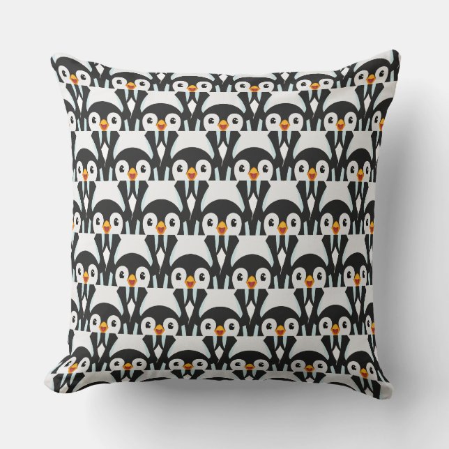 Coussin Motif de manchot moderne noir et blanc (Recto)