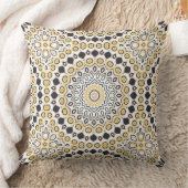 Coussin Motif de mandala doré et charbon (Couverture)