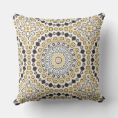 Coussin Motif de mandala doré et charbon (Verso)