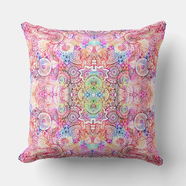 Coussin Motif de mandala floral coloré (Recto)