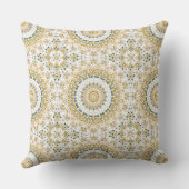 Coussin Motif de mandala géométrique doré et vert (Verso)