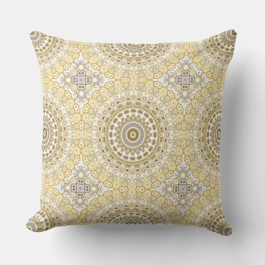 Coussin Motif de mandala jaune doré (Recto)
