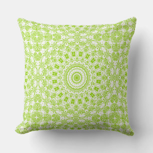 Coussin Motif de mandala vert chartreuse